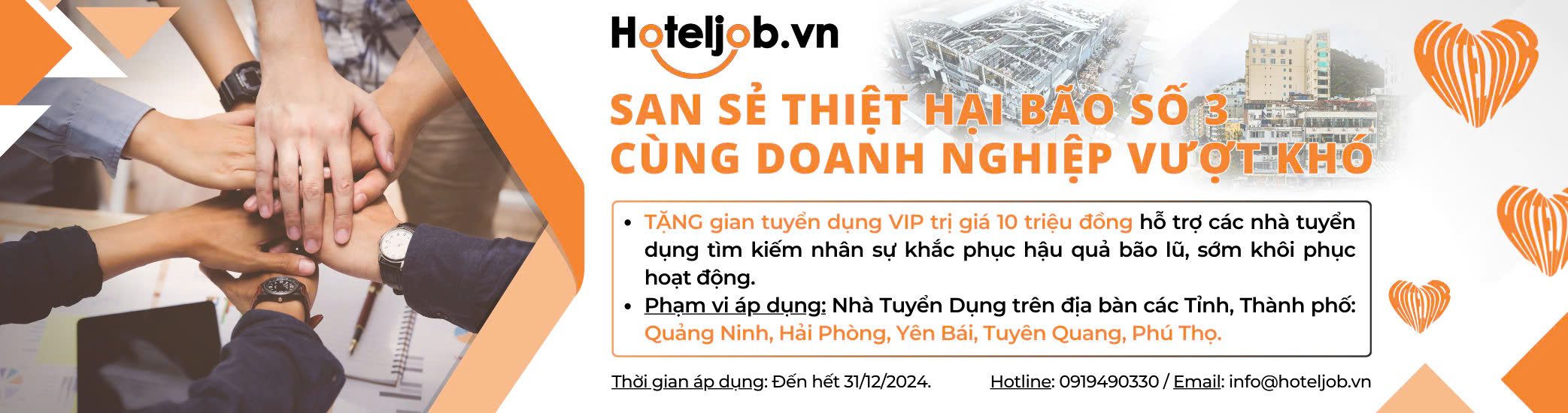 San sẻ thiệt hại, tìm nhanh nhân sự để phục hồi sau bão cùng gói VIP free của Hoteljob